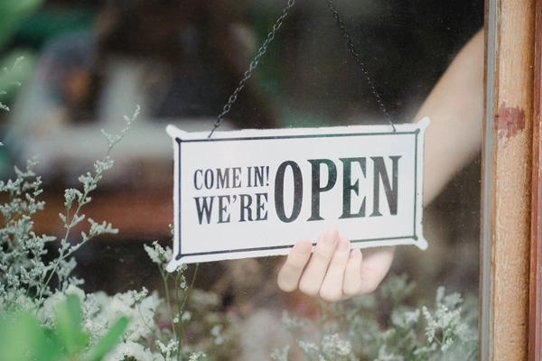 Open for business sign